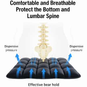 49 Air Bubble Seat Cushion with Built-in Pump — Breathable, Cooling Design, Non-Compressing, Pressure-Relieving Support for Office, Car, Travel — Adjustable Firmness, Lightweight & Portable