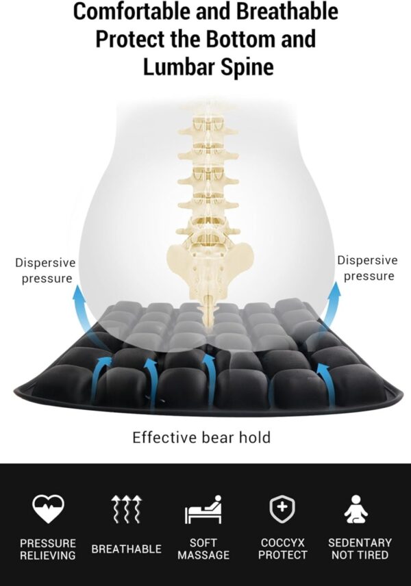49 Air Bubble Seat Cushion with Built-in Pump — Breathable, Cooling Design, Non-Compressing, Pressure-Relieving Support for Office, Car, Travel — Adjustable Firmness, Lightweight & Portable - Image 9