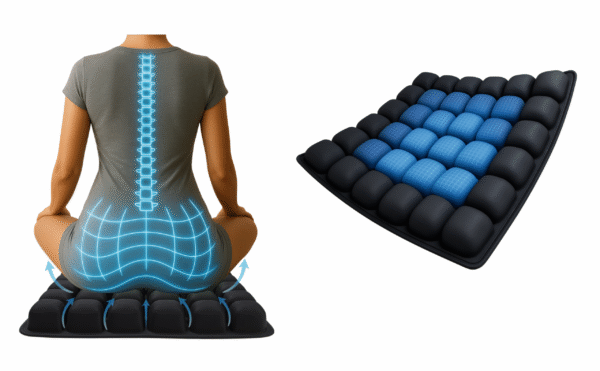 Air Bubble Inflatable Seat Cushion with Built-in Pump - 36 Cell Adjustable Pressure Relief - Portable Travel Cushion for Car Office Airplane - 42cm*42cm*3cm
